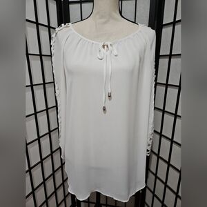Chico's White Blouse with Tie Neck Size 3 (XL16)